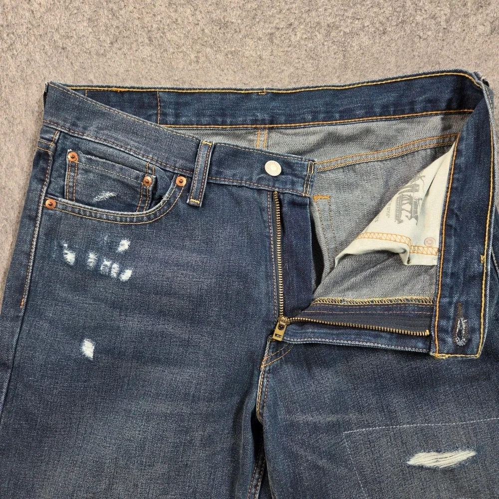 Levis 511 Jeans Mens W33 L32 Blue Slim Fit Distressed Medium Wash 04511-2305